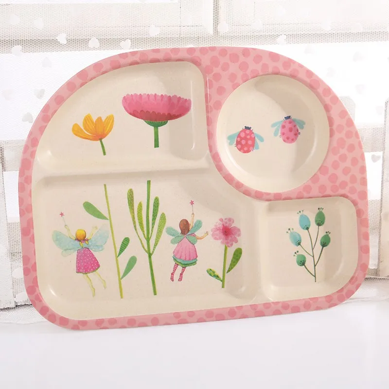 Новая Милая тарелка для ужина из бамбукового волокна с рисунком маленьких детей