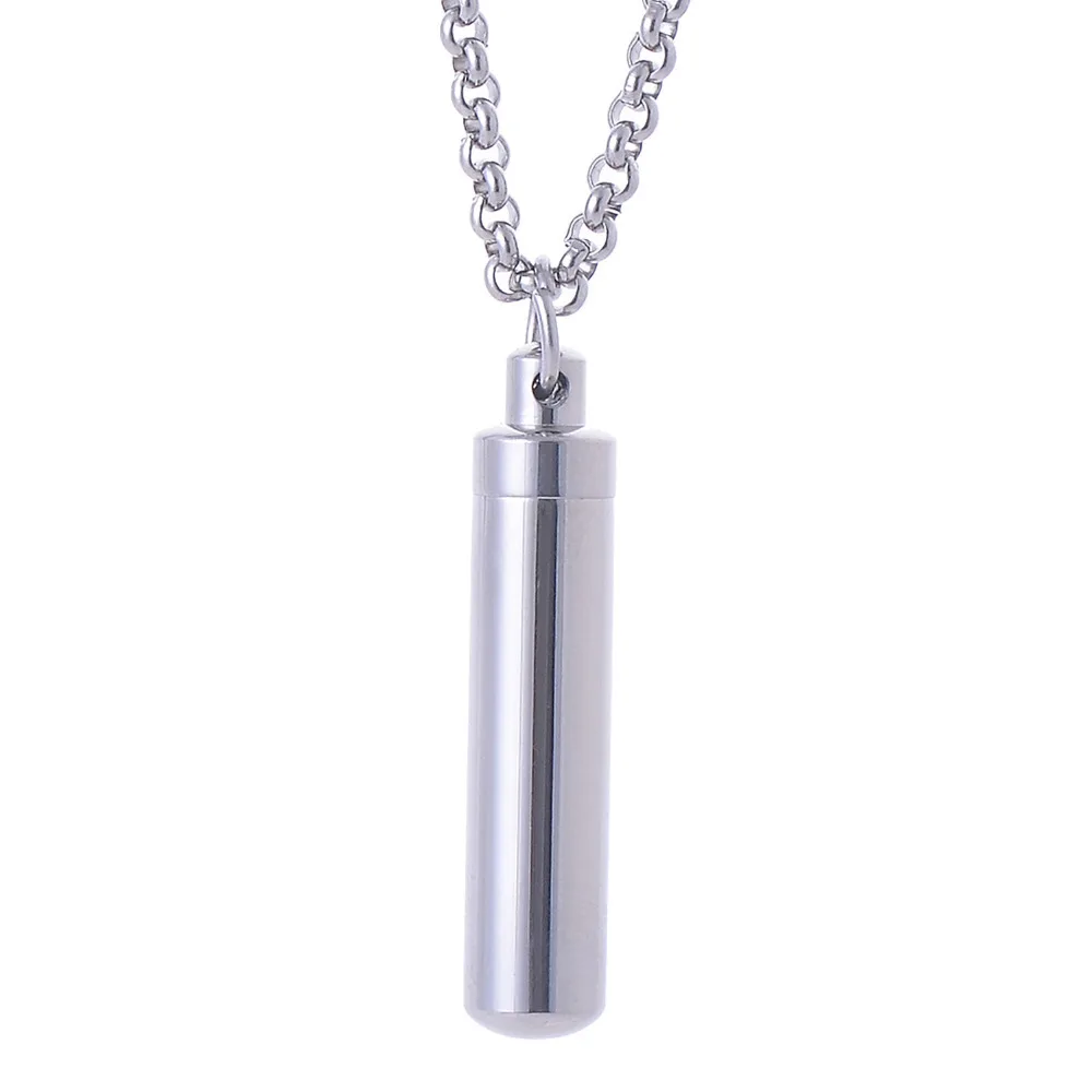 316L нержавеющая сталь серебро Желая бутылка подвеска цилиндрической формы