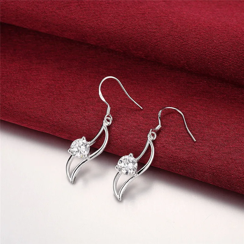 Падение листьев серьги для женщин циркон имитация алмазный посеребренные