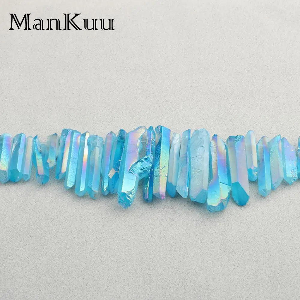 Mankuu Sky Blue Natural Crystal Pendant Irregular Chakra Reiki Pillar Druzy Stone For DIY Jewelry Making | Украшения и аксессуары