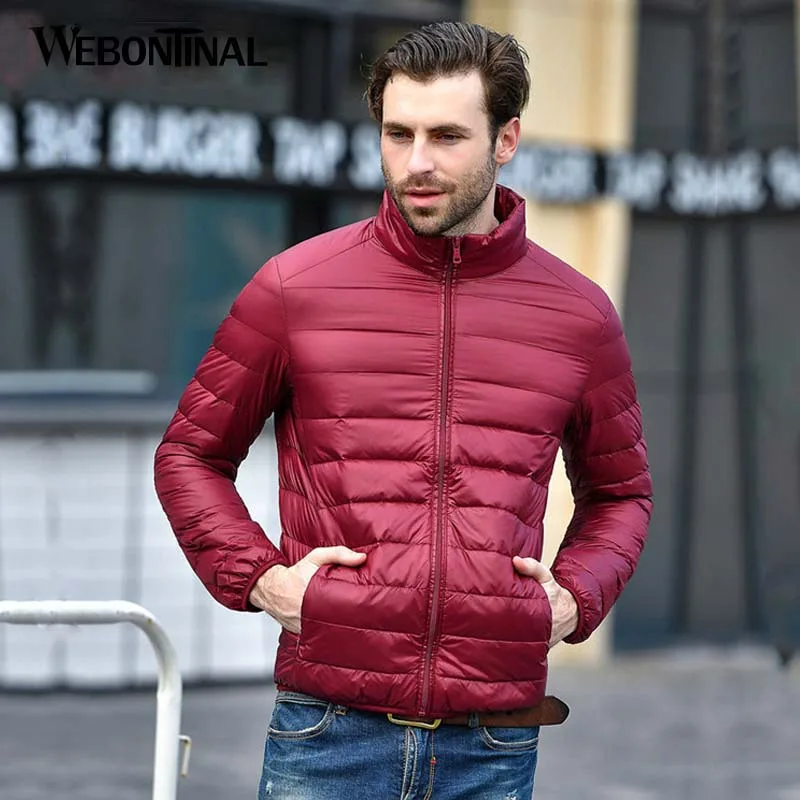 WEBONTINAL, осенне-зимний светильник, тонкий, 90% белая куртка на утином пуху, мужской повседневный ультра светильник, мужские куртки на пуху, пальто, ультра светильник