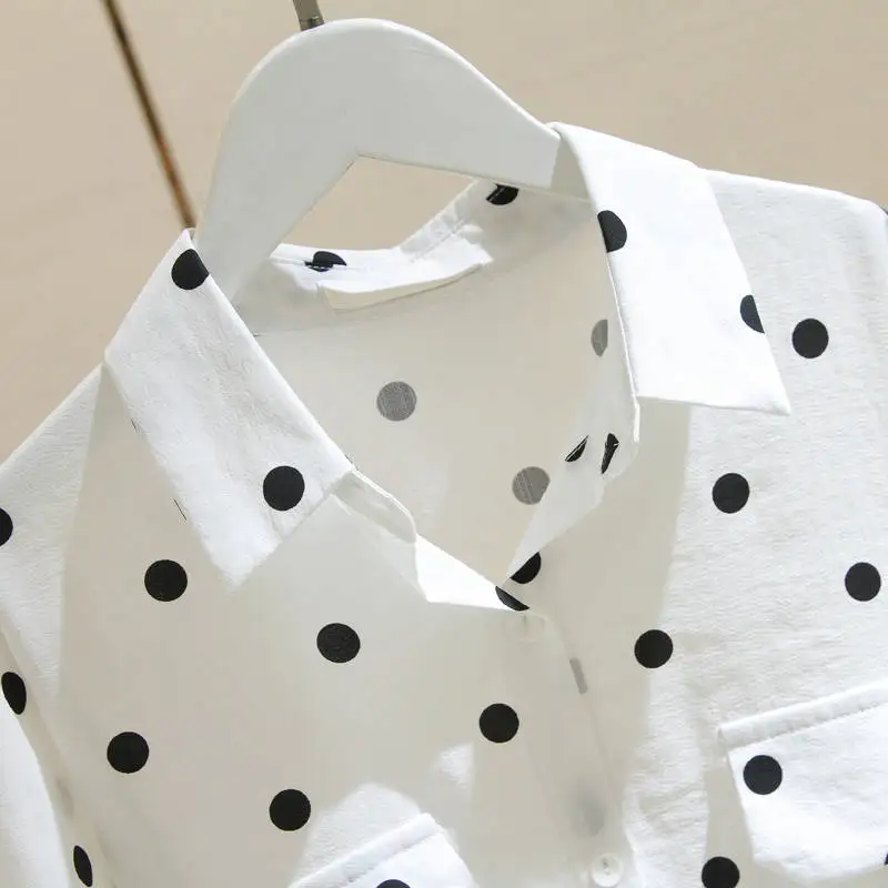 Mr.nut cotton 80% large size shirt female 2019 summer new loose bat sleeve polka dot |
