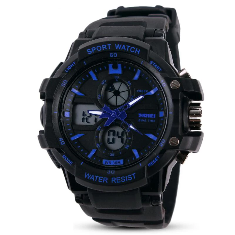 Blue SKMEI модные брендовые Детские часы светодиодный цифровые кварцевые часы для мальчиков и девочек многофункциональные водонепроницаемые наручные часы для детей - Цвет: Blue