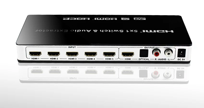 HDMI переключатель 5x1 HDMI аудио экстрактор 4K x 2K 3D ARC аудио EDID Настройка 7.1CH/ADV/2CH