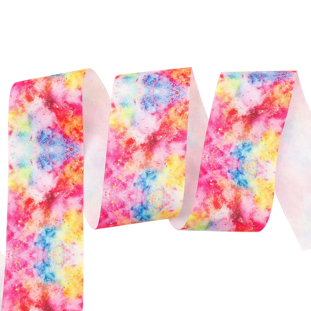

Wholesale Grosgrain Ribbon Ink Gradation Transfer Ribbon 75mm Graffiti Art DIY Hair Bow Accessories Ribbon For Crafts 100yards