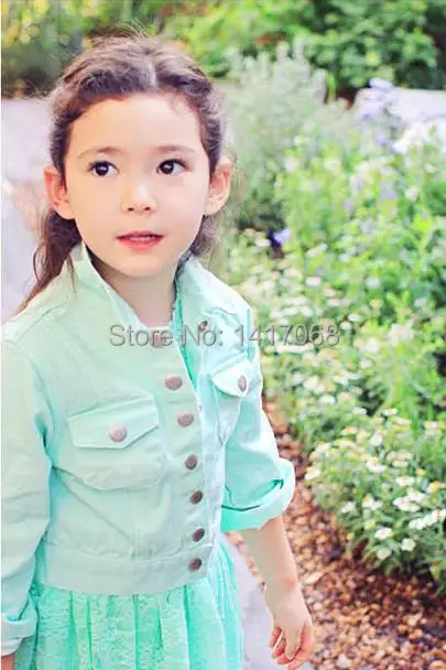 Retail 1PCS 2014 denim jacket candy color Kids Child Baby girl outerwear girls coat children clothing Girls free shipping | Детская