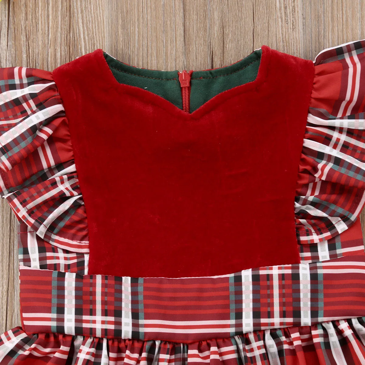 Citgeett Toddler Kids Baby Girls Flying Sleeevs Plaids Party Pageant Xmas Tutu Dress Red Summer Clothes | Детская одежда и обувь