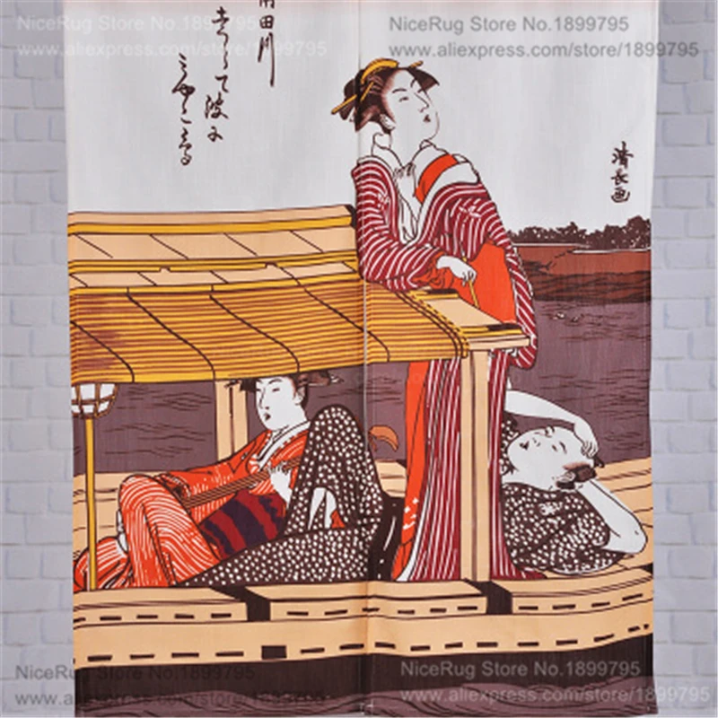 Японская кухня занавески Ukiyoe Yamato e Корейская девушка леди ткань половина тени