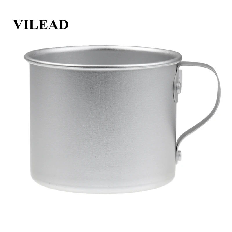 VILEAD 300 мл Ультралегкая алюминиевая чашка для воды с ручкой портативная уличная