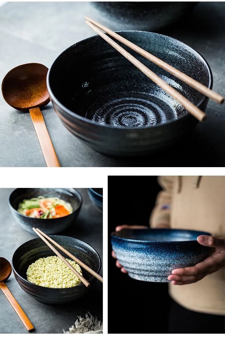1500 мл, Японская чаша Ramen, Большая керамическая фарфоровая миска для лапши, домашняя креативная миска для супа, винтажная кухонная посуда, контейнер для еды