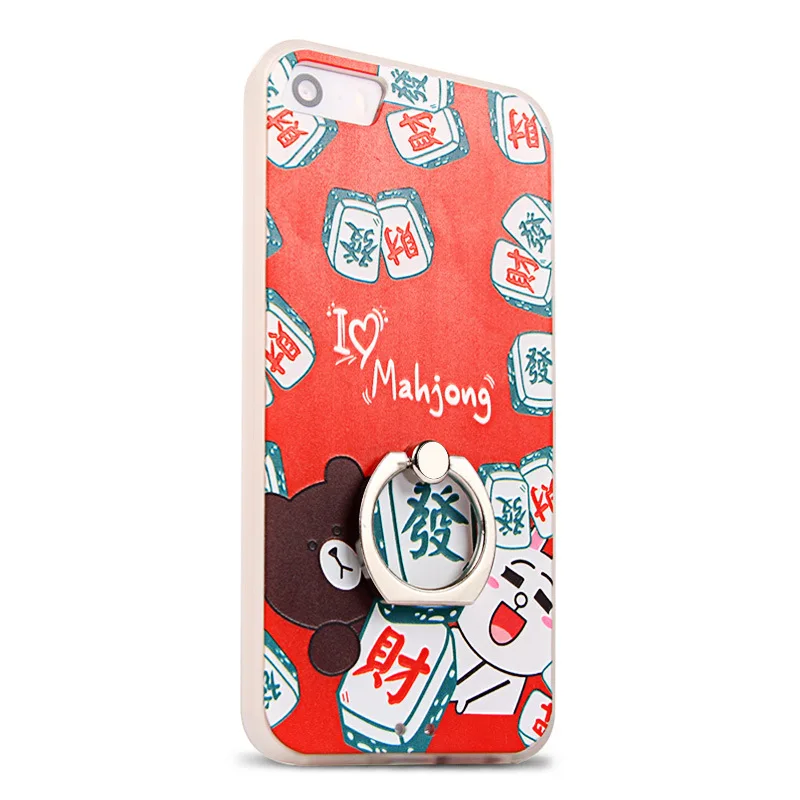 Для iphone 5 5S SE 3D узор Скульптура ТПУ Чехол чехол для Apple IPhone кольцо кронштейн