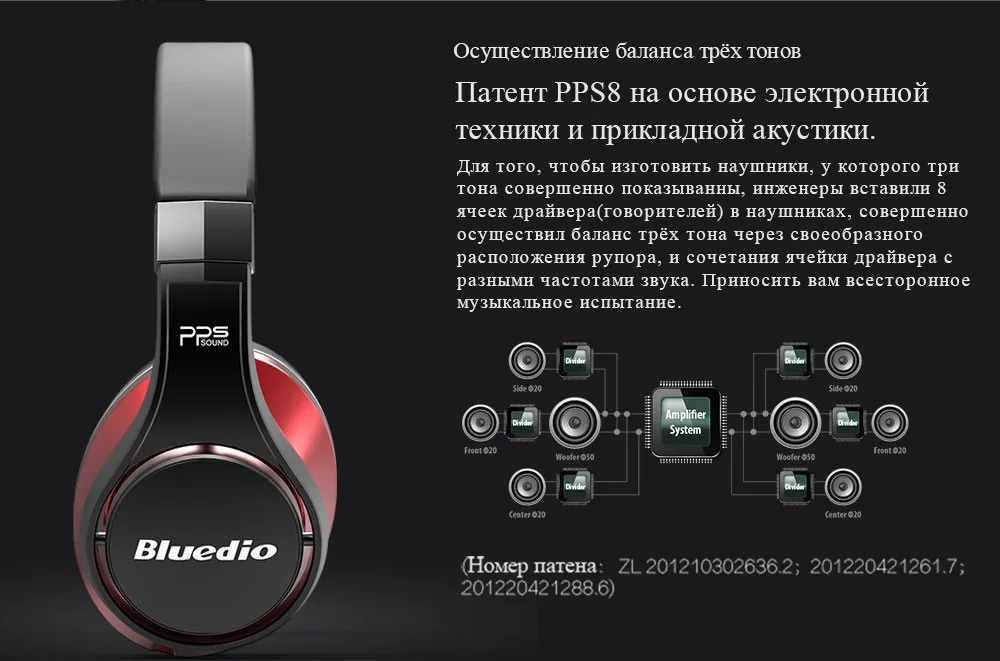 Bluedio U(НЛО) Bluetooth наушники/гарнитура запатентованная 8 драйверы/3D звук/алюминиевый сплав/HiFi беспроводные наушники за ухо
