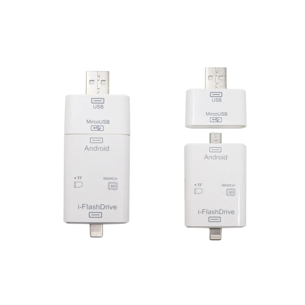 3in1 SD TF Внешнее Устройство Чтения Карт Памяти Для iPhone 6 s Plus 5s iPad + ПК Andriod Micro-USB Smart Phone