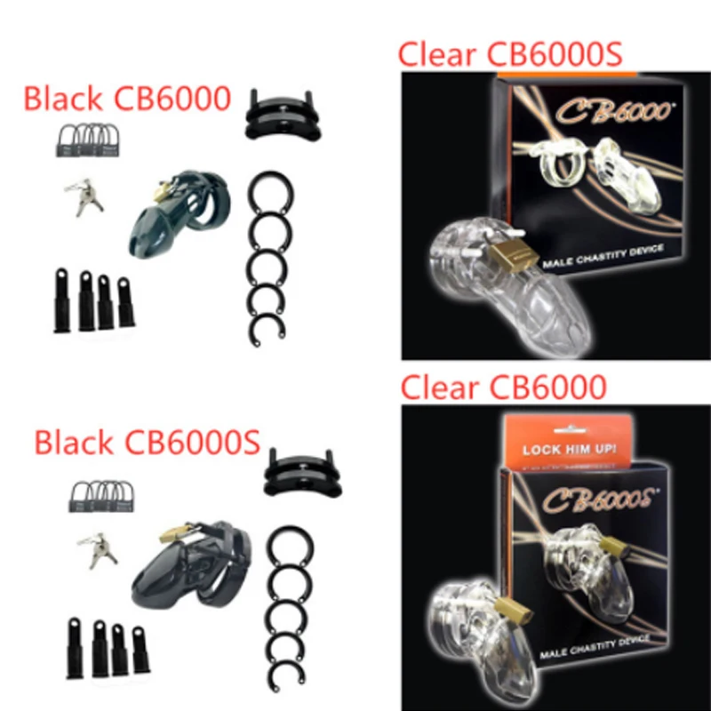 Прозрачное/черное CB6000/CB6000S устройство целомудрия Блокировка клетки на пенис для