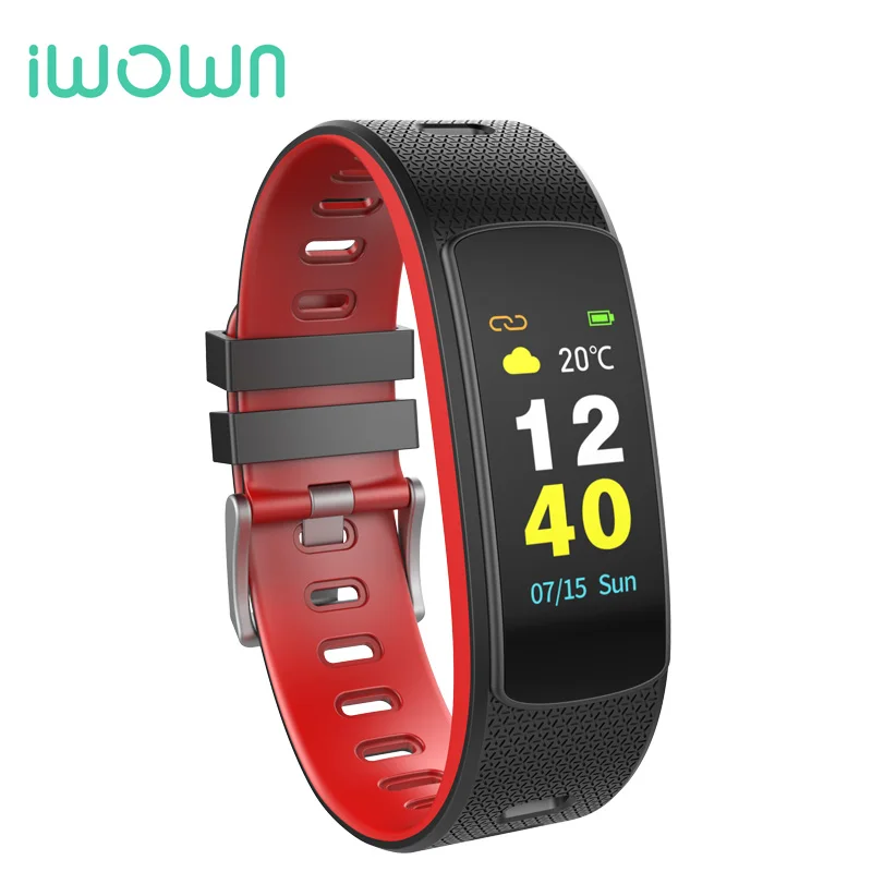 I6HRC-Red IWOWN I6 HR C умный браслет с цветным экраном и монитором сердечного ритма, умный браслет, спортивный браслет, Bluetooth 4,2, фитнес-трекер - Цвет: I6HRC-Red