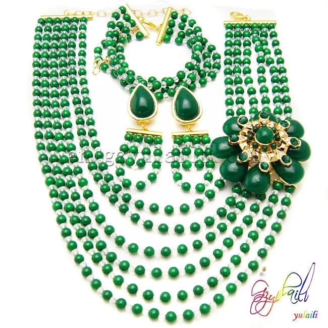 

green besd jewelry set high quality jewelry set flower bead sets jewelry