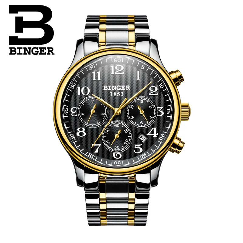 2017 Роскошные Мужские автоматические механические часы многофункциональные BINGER