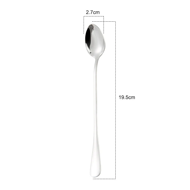 Sliver sharp spoon Tofok 1 шт. красочная кофейная ложка с длинной ручкой Десерт Мороженое Медовый торт круглая ложечка из нержавеющей стали кухонная посуда поставка - Цвет: Sliver sharp spoon