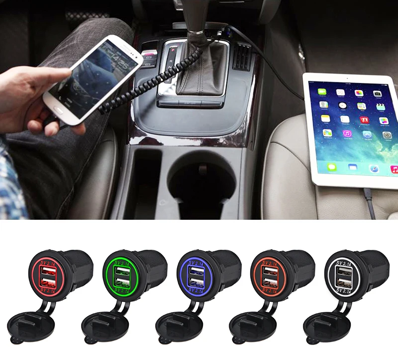 

USB-зарядное устройство Urbanroad для мотоцикла, грузовика, квадроцикла, лодки, светодиодное автомобильное зарядное устройство с двумя USB-разъема...