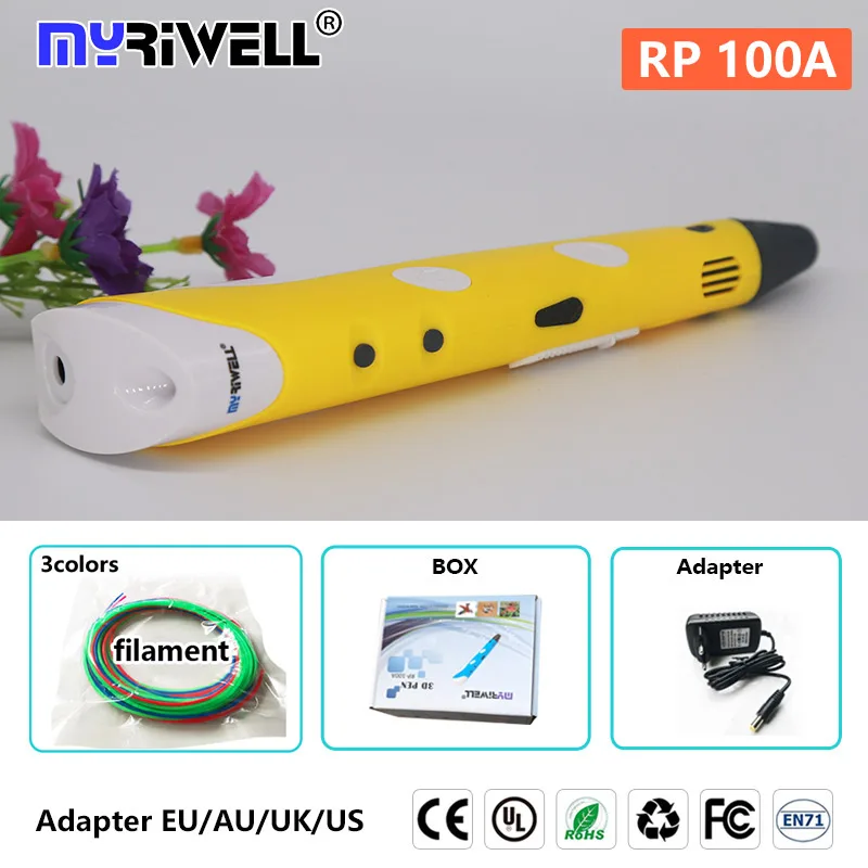 Myriwell 3d Ручка rp 100a rp 100b 1,75 мм abs filamen pla пластик 3 d ручка с 3D-принтом Умная Ручка для детей подарок на день рождения 3d Ручка