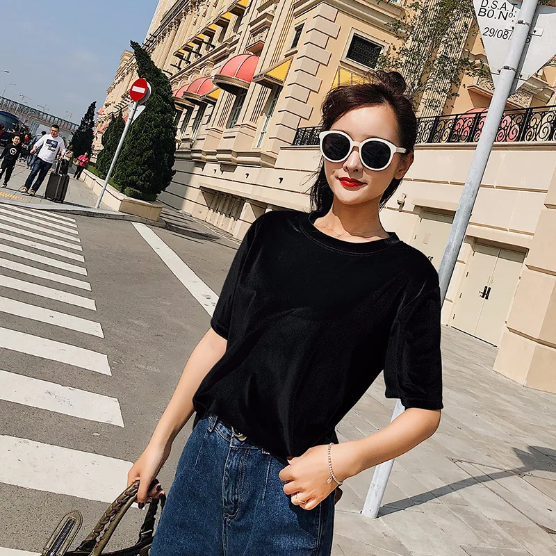 

Summer Tshirts For Women Round Neck Women Shirts Loose Solid Tshirt Femme Plus Size/oversized T Shirt Black Woman Tshirt Top