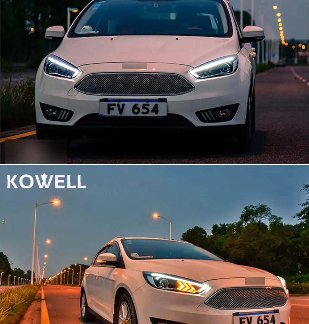 KOWELL автомобильный Стайлинг для Ford FOCUS головной светильник s для фокуса светодиодный головной фонарь Angel eye светодиодный DRL передний светильник Биксеноновые линзы ксеноновые HID