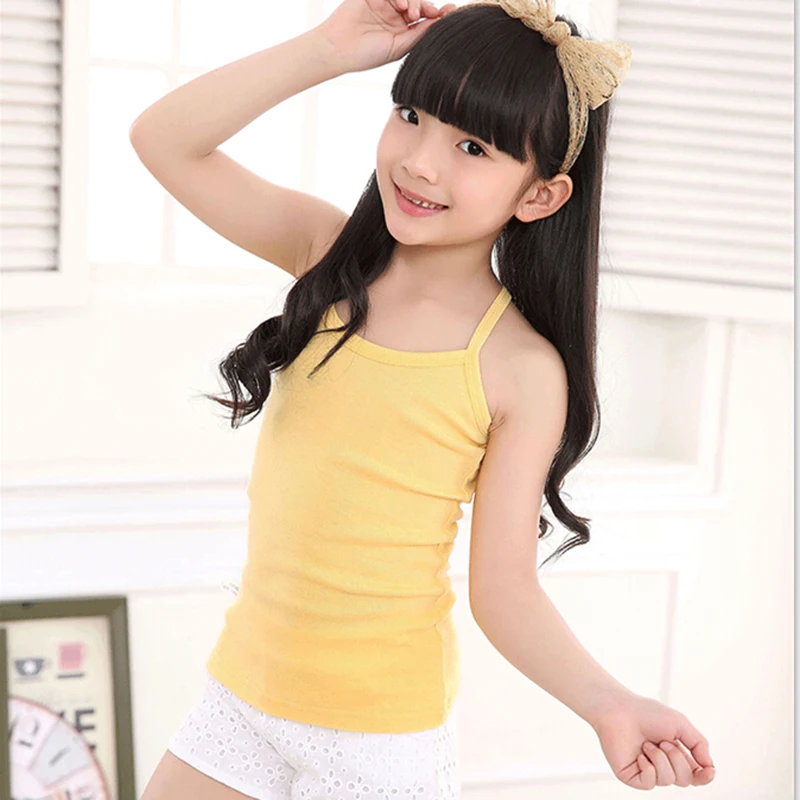 Новое детское нижнее белье хлопковый топ с бретельками для девочек Однотонная