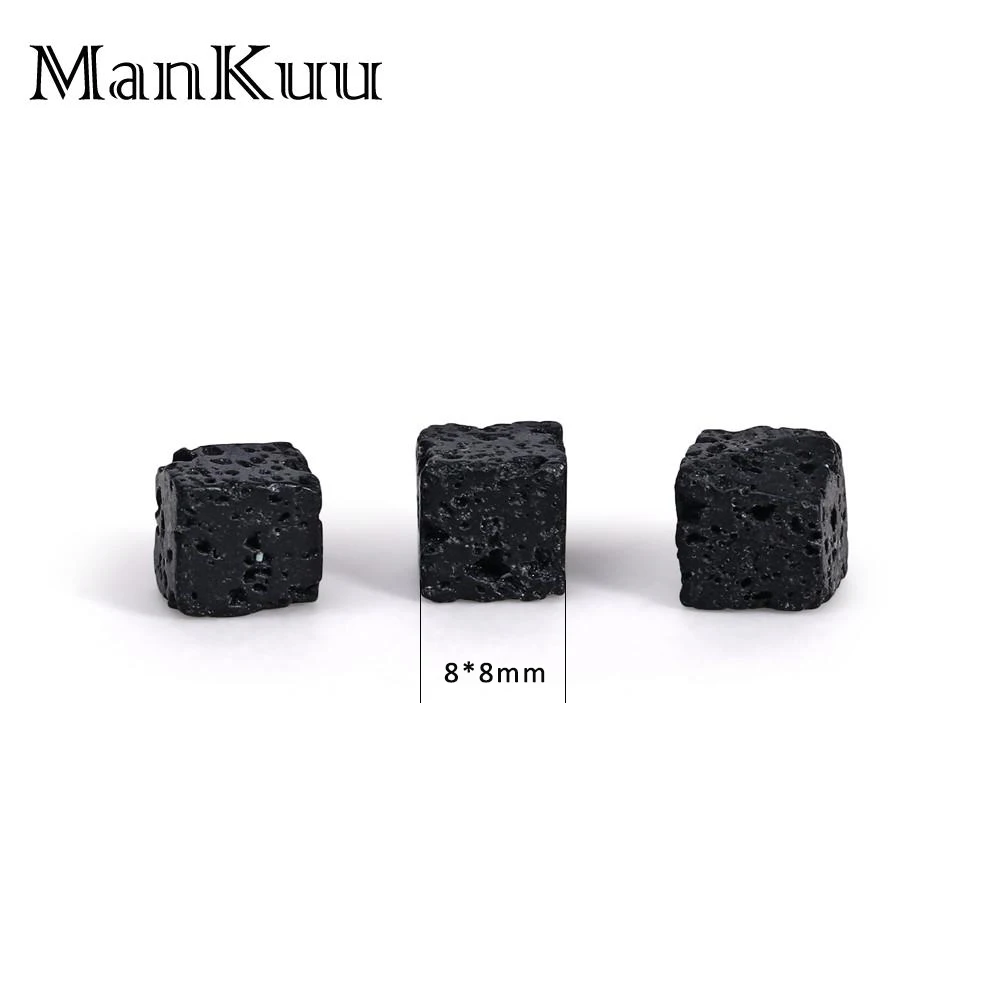 ManKuu 8 мм кубические квадратные черные лавовые бусины натуральные вулканические