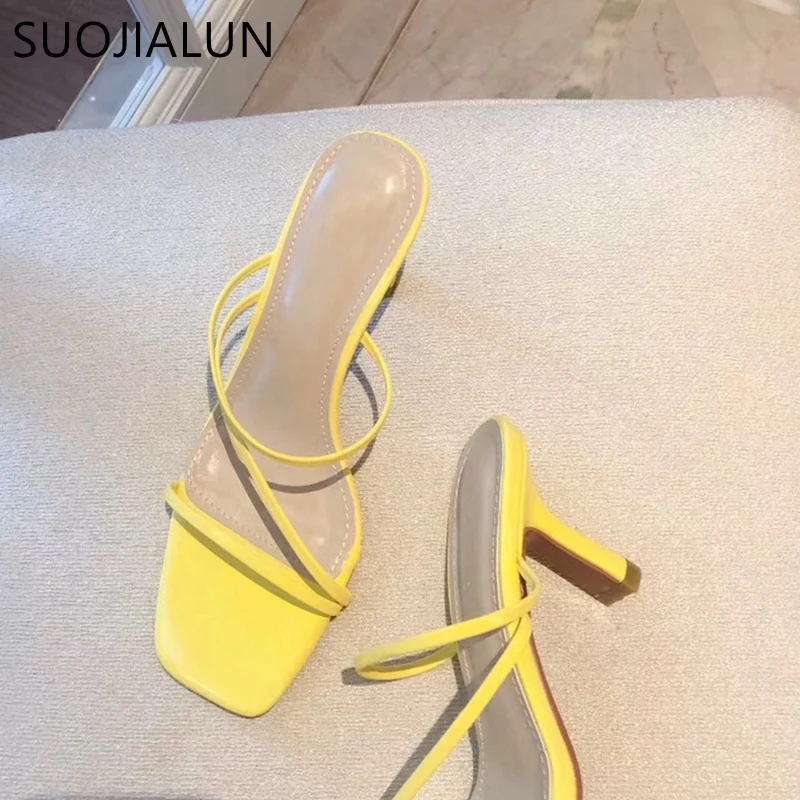 SUOJIALUN/2019 г. летние женские шлепанцы модные босоножки из лайкры флуоресцентные