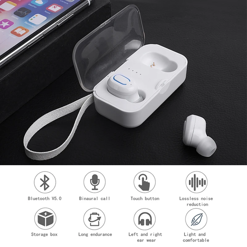 Bluetooth наушники 5,0 TWS мини беспроводные наушники стерео глубокий бас гарнитура с зарядным устройством портативные наушники для телефона
