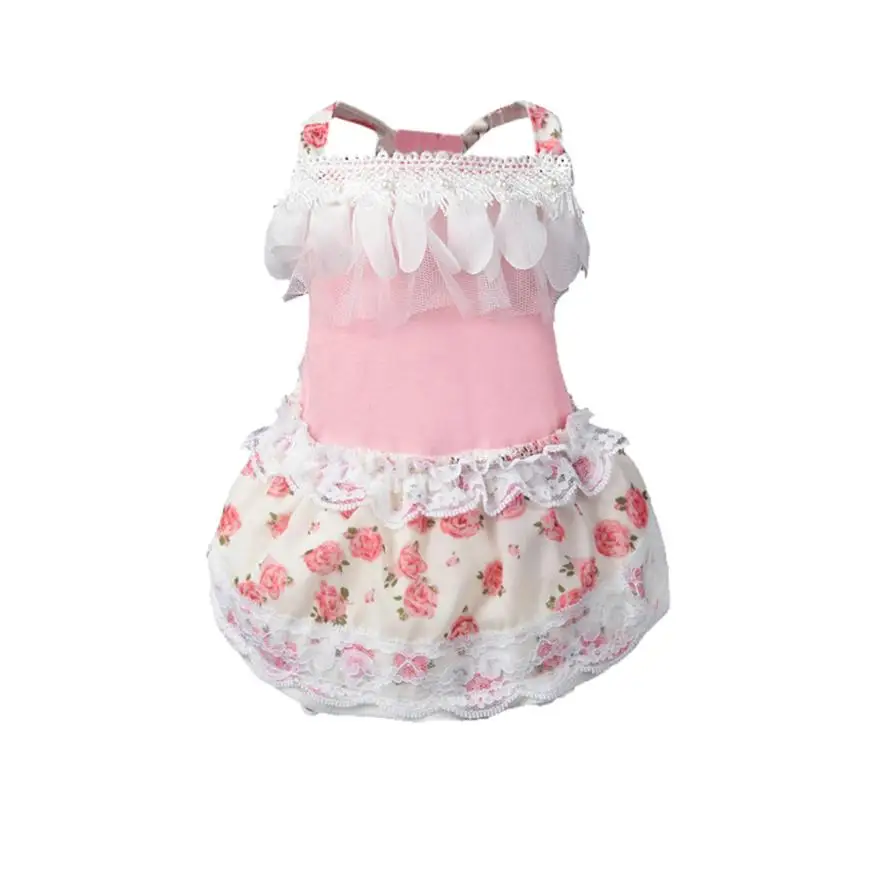 Одежда для питомцев 2017 модное платье собак милое хлопковое кружевное с цветами