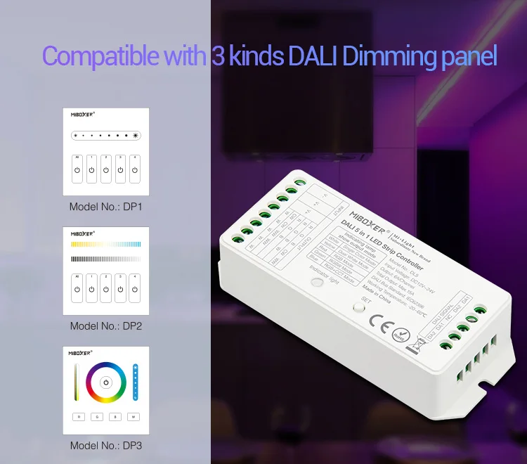 MiBOXER DC12V-24V DALI 5 в 1 светодиодный контроллер DL5 15A диммер для одного цвета/CCT/RGB/RGBW/RGB+ CCT светодиодный светильник