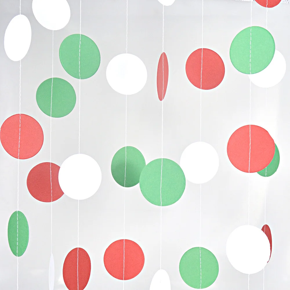 red green white Вечерние украшения, 2 м* 5 см, гирлянда со звездами, Розовая Круглая Бумажная гирлянда, украшения для дня рождения, свадебные Висячие гирлянды - Цвет: red green white