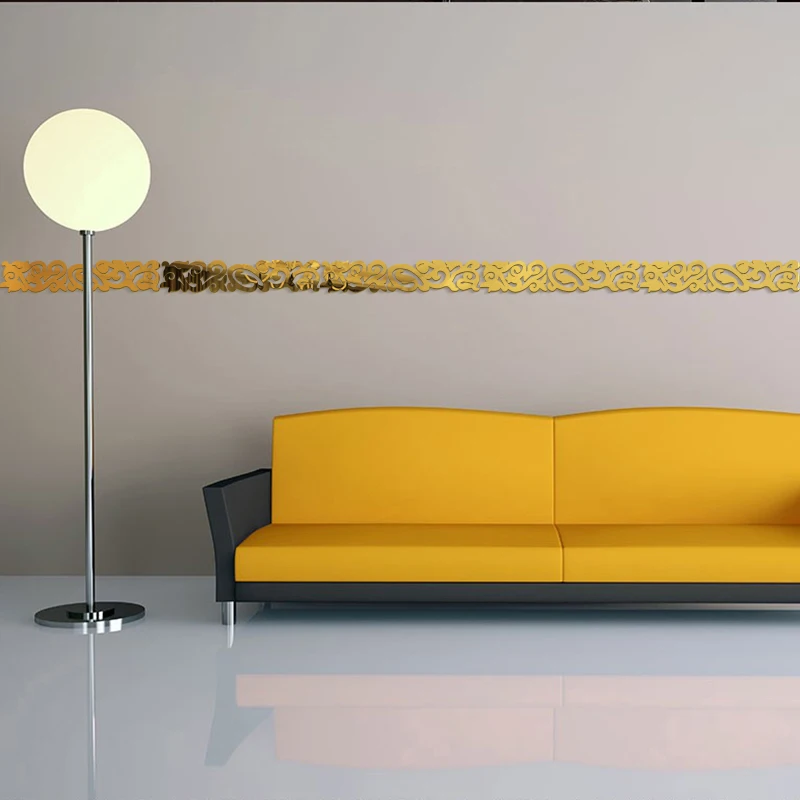 На потолок линия талии наклейка 3D ободок цитаты фон угловая акриловые зеркальные