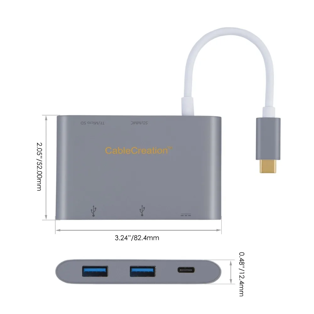 USB 3 1 Type C для 2xUSB3.0 Hub + PD зарядка TF/MicroSD SD/MMC адаптер совместимый MacBook Pro Air 2018 Chromebook |