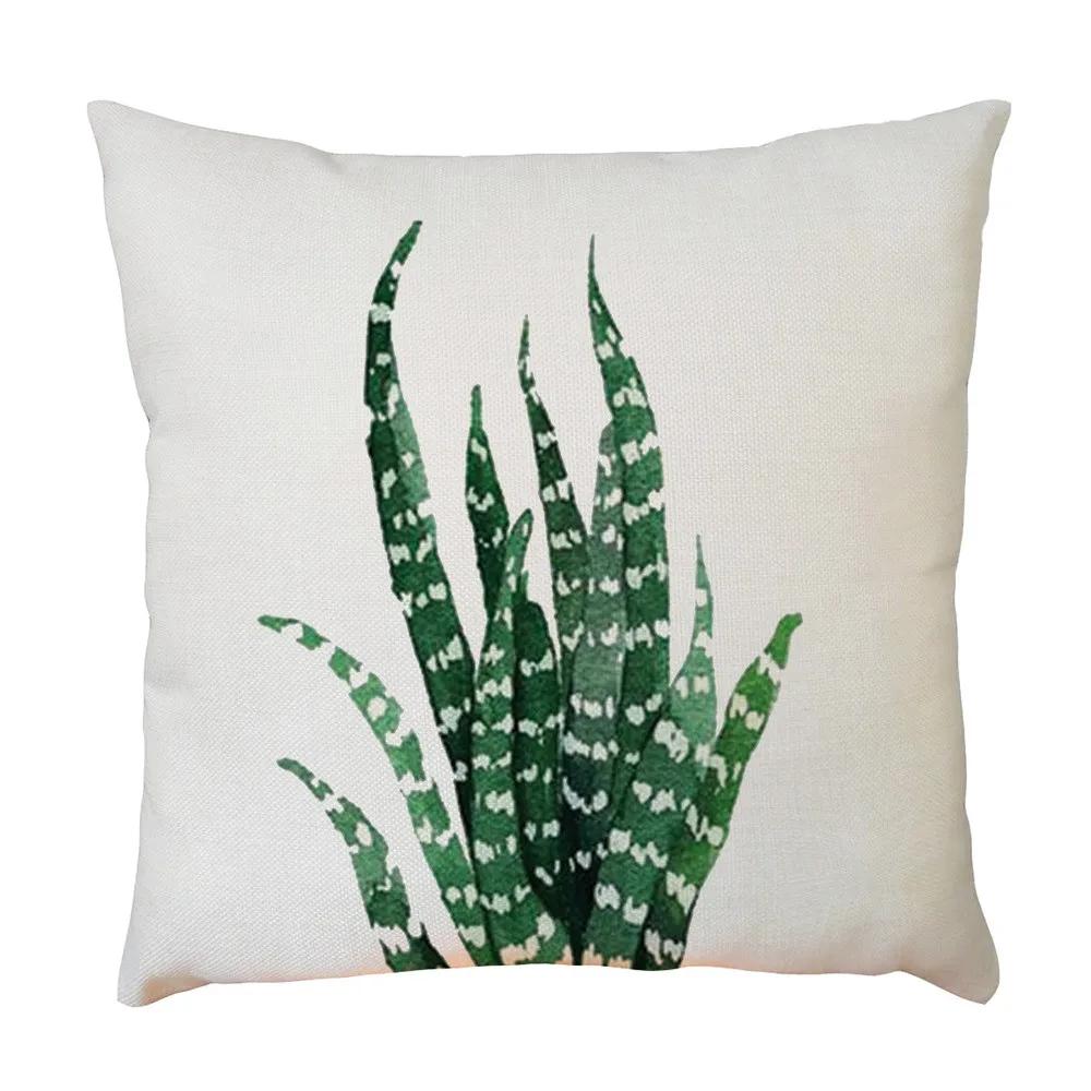45cm*45cm Green Plant Cushion Cover Tropic Leaves Printing Linen Throw Pillow Case Home Decorative Simple For Sofa | Дом и сад