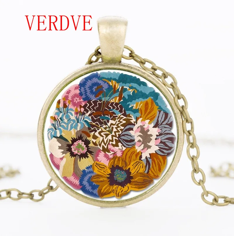 Многоцветный цветок ожерелье Мандала ювелирные изделия чакра искусство кулон