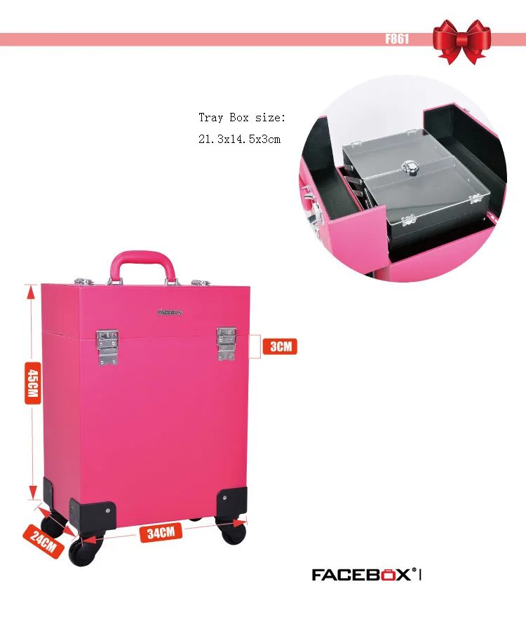 Чехол для косметики на колесиках черный и розовый цвет | Багаж сумки