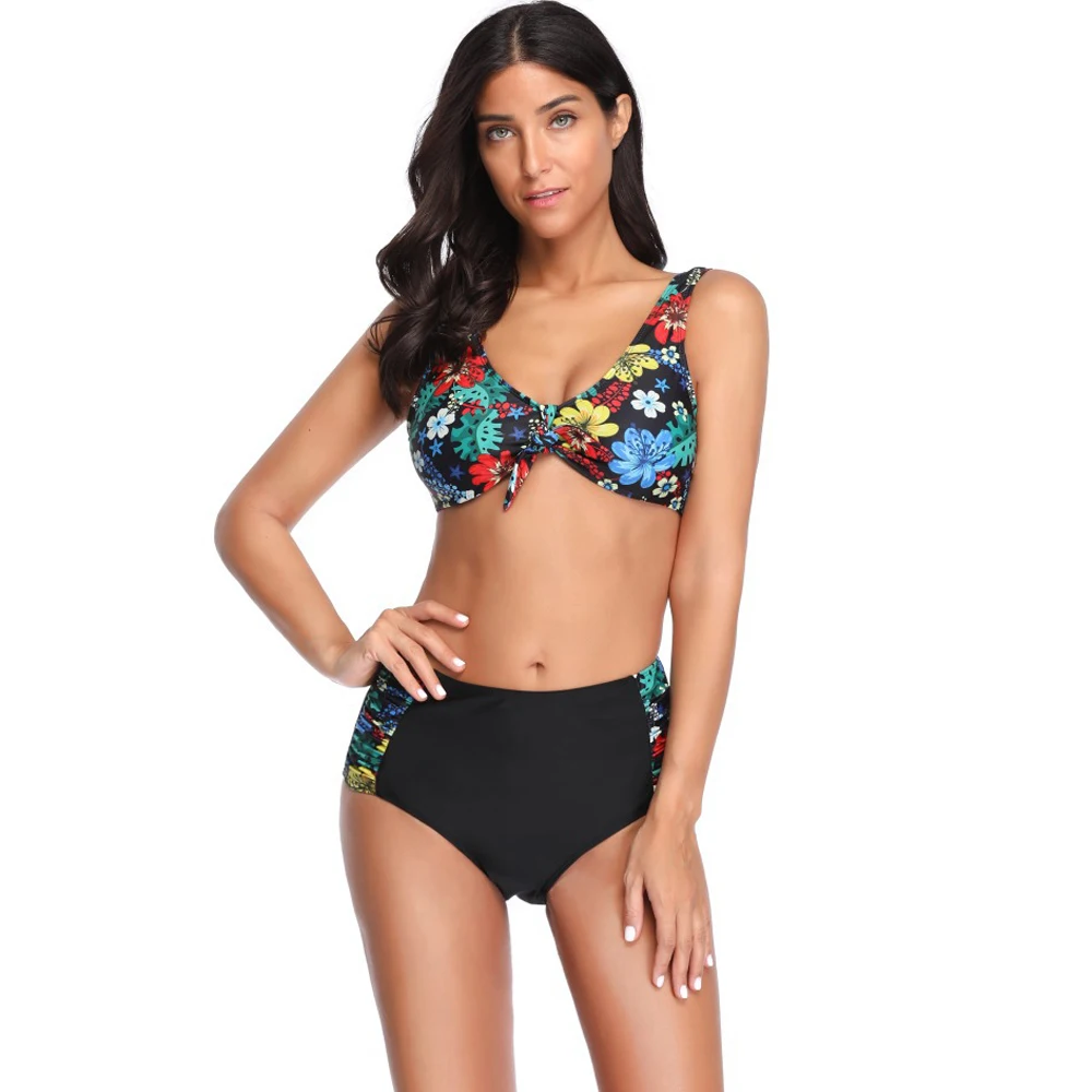 

Women Bikini Set Sexy Floral Print Tankini with High Waist Shorts Padded Swimwear Bathing Suit Vintage Swimsuits S M L XL