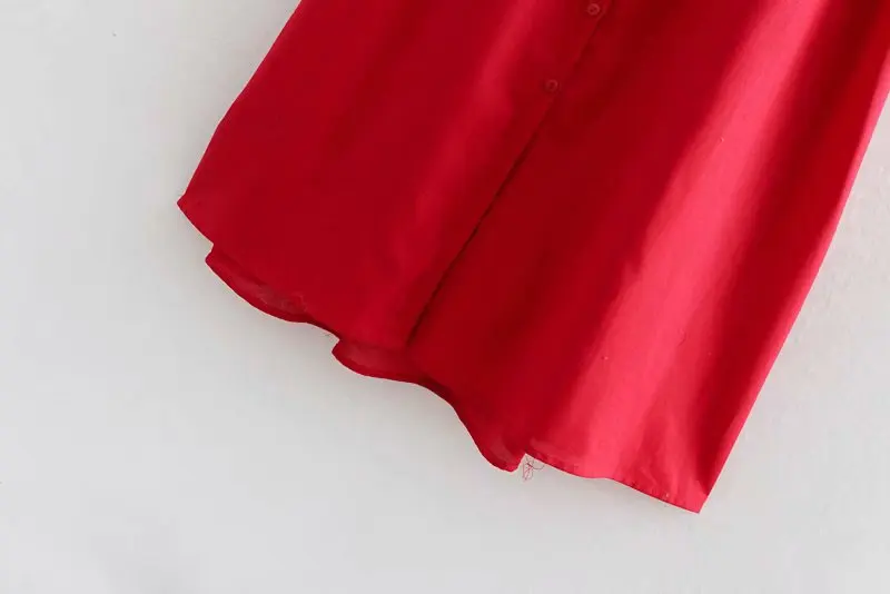 Женское хлопковое платье из рами красное Повседневное до середины икры весна 2019 |