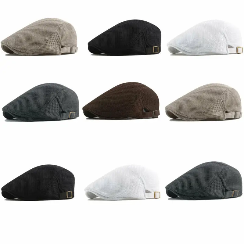 2019 NEW Summer Men Newsboy Ivy Cap Hat Mesh Cabbie Golf Driving Sun Flat Beret Black Gray White Khaki Coffee | Аксессуары для