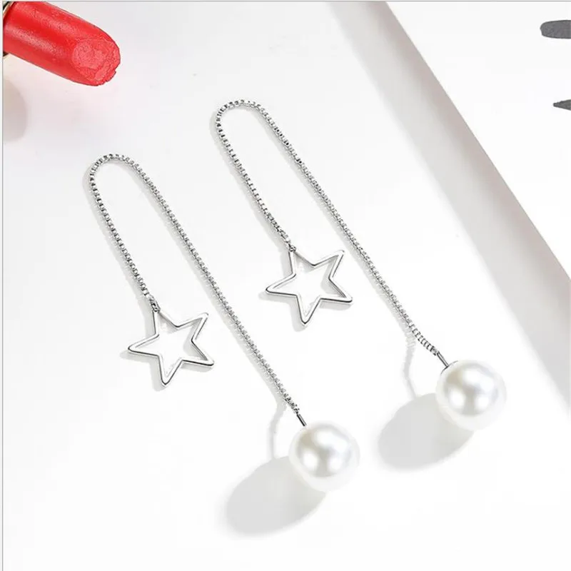 Модные женские длинные серьги LUKENI из серебра 925 пробы модные кисточки с жемчугом
