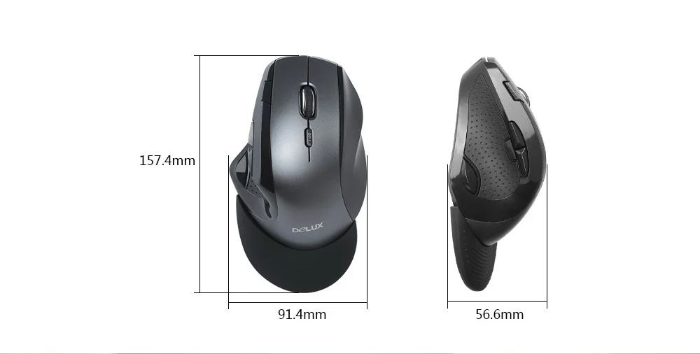 Delux M910GB 2,4 GHz беспроводная мышь 9 Кнопок 2400 dpi эргономичные вертикальные офисные мыши со съемной подставкой для рук для ПК ноутбука