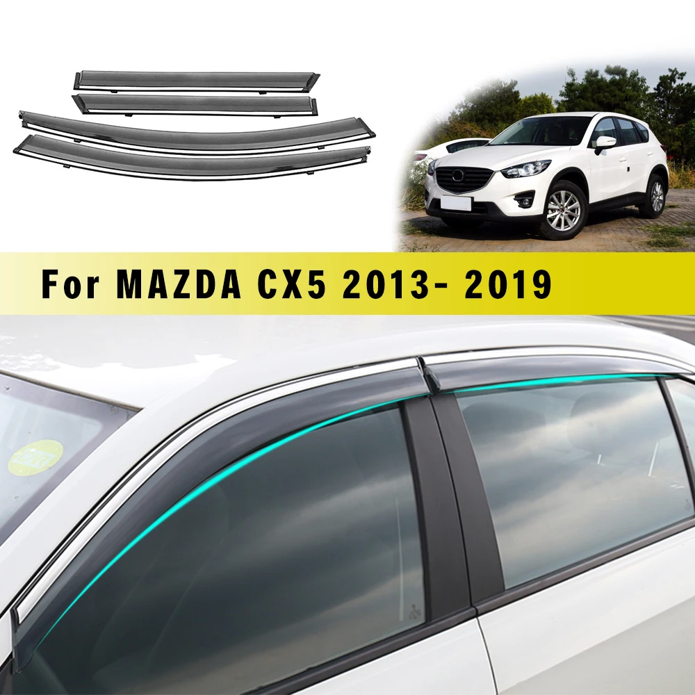 ABS 4pcs Car Styling Smoke Window Sun Rain Visor Deflectors Guard For Mazda CX-5 2013 Accessories