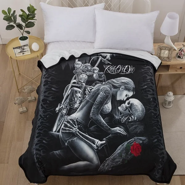 Skull-Black Покрывало с рисунком черепа, 3D, с красными розами, черное покрывало из шерпы, Флисовое одеяло для подростков, взрослых мальчиков, детей 150x200 см - Цвет: Skull-Black