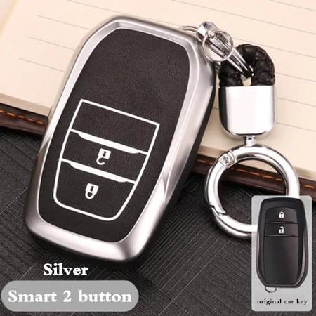 Smart 2 button silve Чехол для ключей для Toyota CHR Auris Corolla Camry Prado Fortuner RAV4 Avensis Verso Yaris Aygo Scion TC IM Hilux - Название цвета: Smart 2 button silve