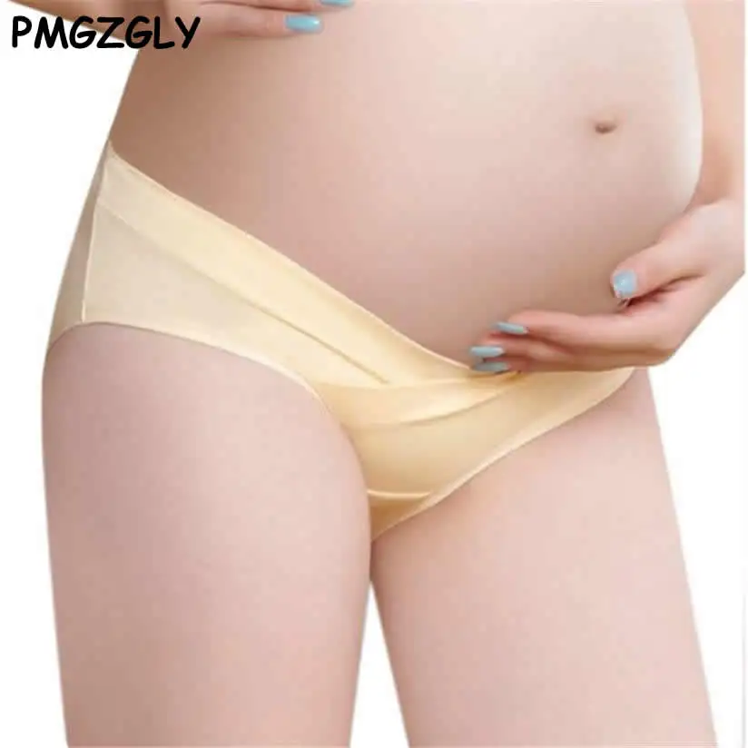 Ropa interior de algod&oacute;n para mujeres embarazadas, bragas de maternidad de cintura baja en forma de U, lote de 4 Uds.-3