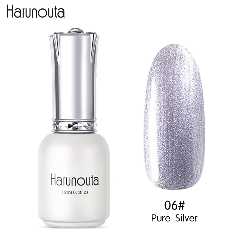 Pure Silver Harunouta 12 мл однотонная одежда личная гигиена Красный Фиолетовый Блеск Звездное платины краски стойкий гель для ногтей дизайн ногтей гель Лаки - Цвет: Pure Silver