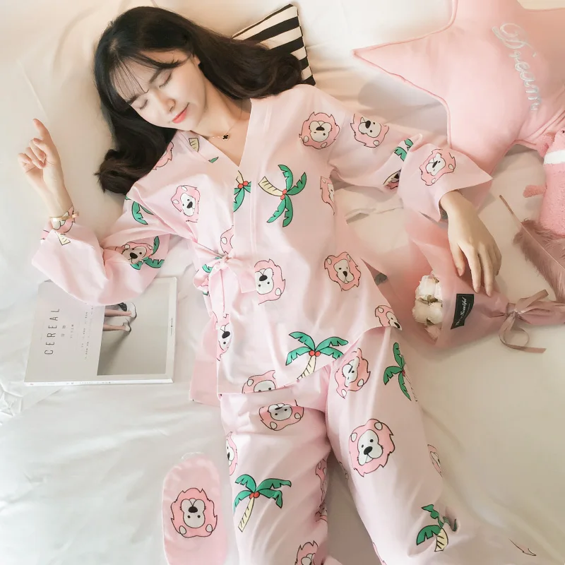B женское кимоно одежда для сна с длинными рукавами весна героями мультфильмов