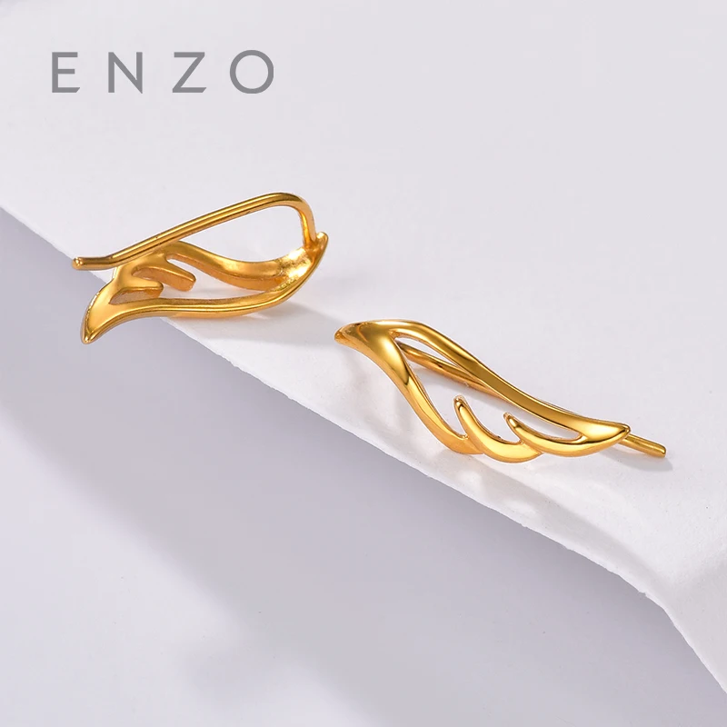Enzo чистый 18 К Золото кости серьги перо птицы Jewelry Для женщин Miss подарок для
